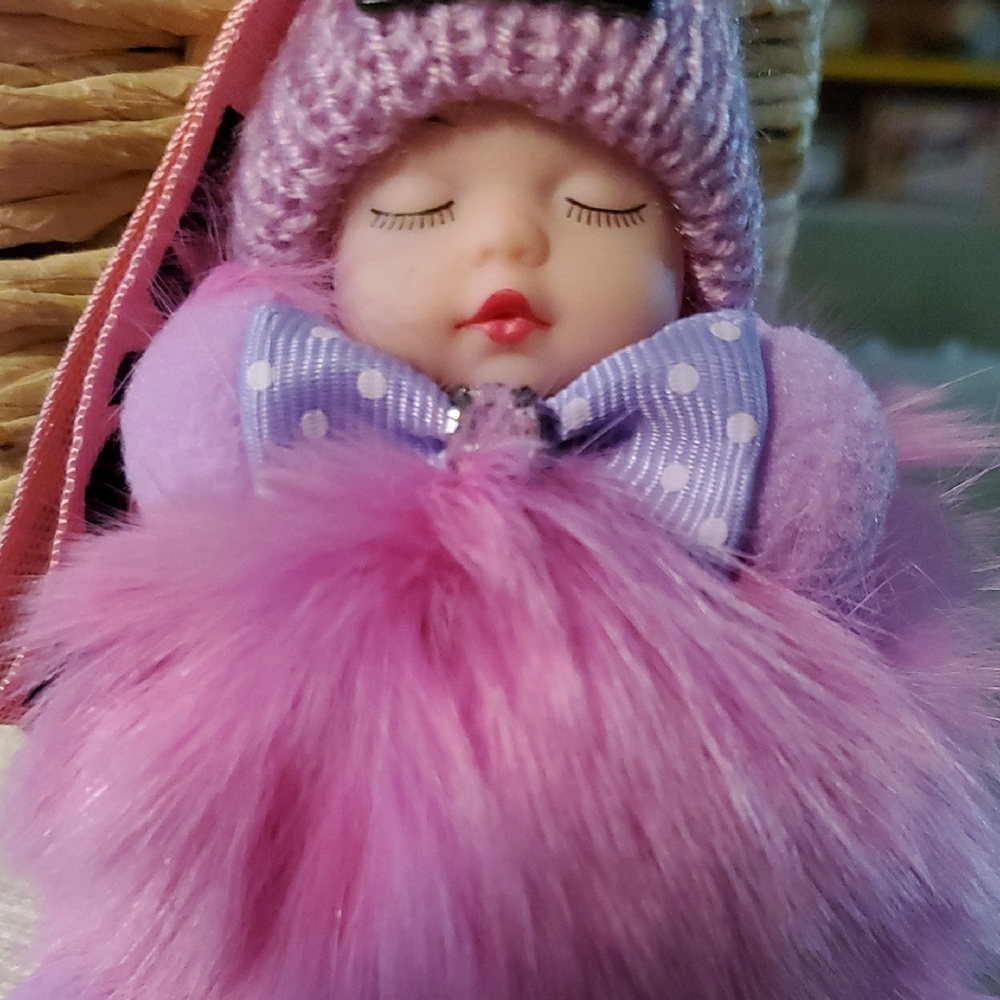 Pink Fluffy Doll Keychain - Picture 3 of 6